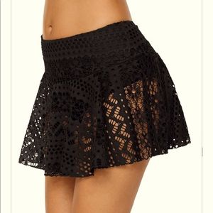 Black swim skirt with lace overlay by Beachsissi